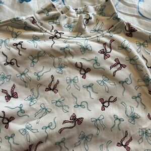 Lands’ End 100% Cotton Holiday Bow Turtleneck Size M